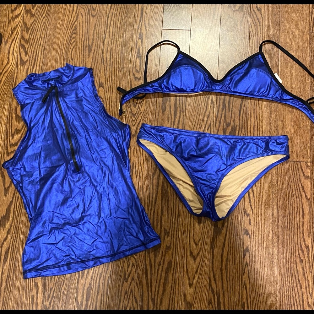 J.Crew metallic blue swimset.